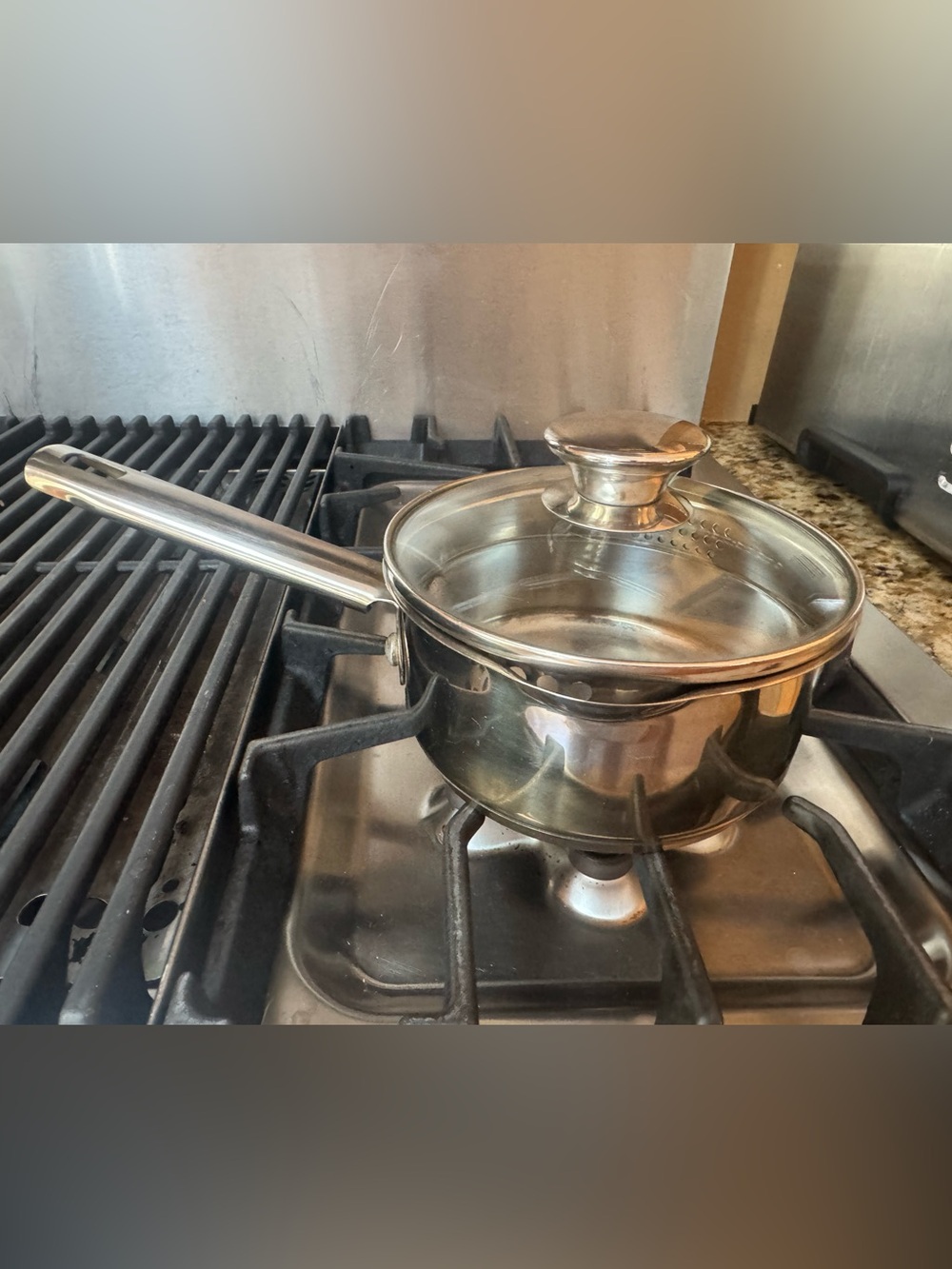 Wolfgang Puck Bistro Collection Stainless Steel (18-10) 1Qt Saucepan Glass Lid